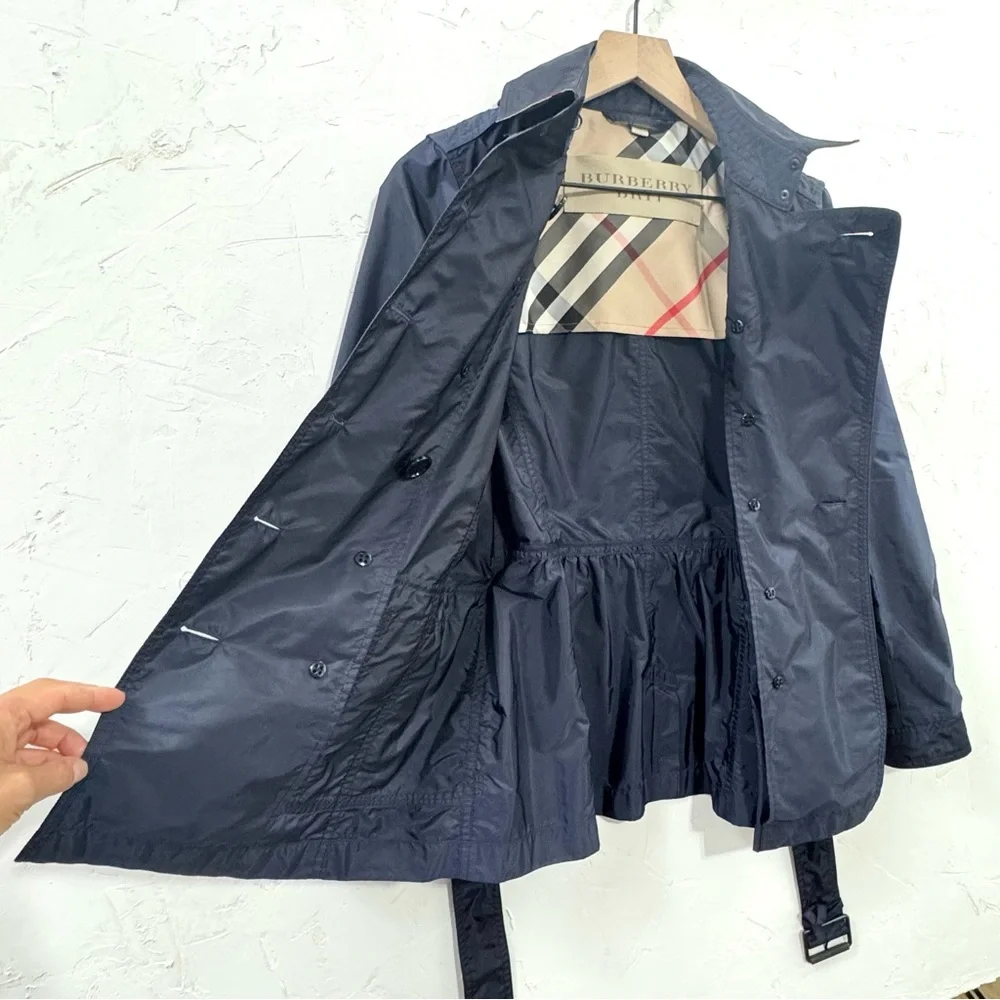 Burberry Brit Navy Belted Short Trench Coat - Picture 8 of 12